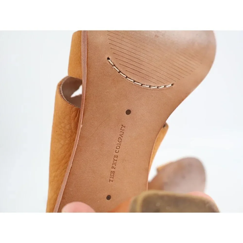 FRYE Sofia Tie On Sandals Women's Size 8 M Brown Leather Gladiator Heel Shoes